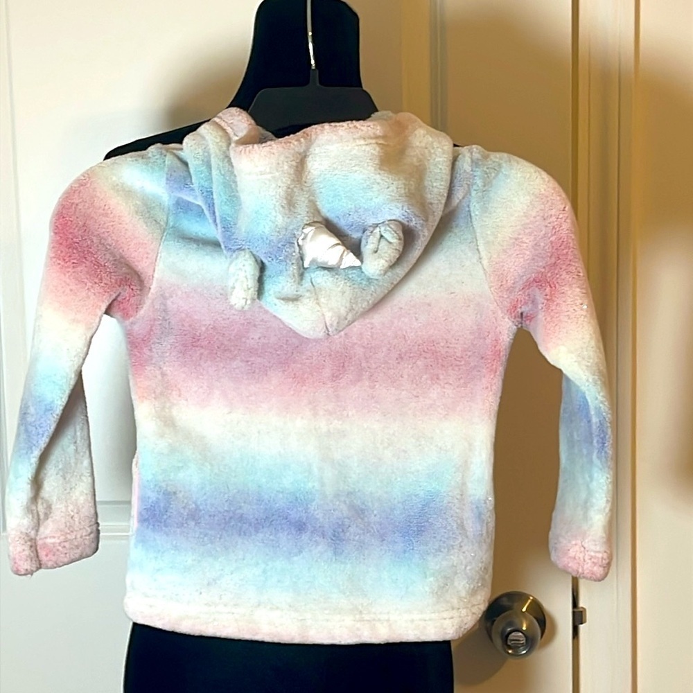 H&M Unicorn Rainbow Fleece Hoodie Zip Up Sweatshirt Size 6-8 - Picture 2 of 8